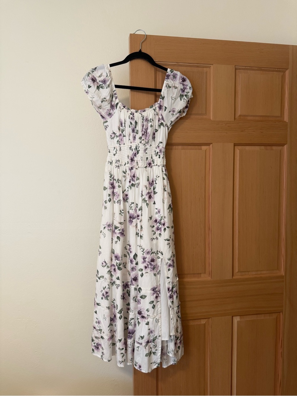 Hollister White Maxi Dress with Lavender Floral Print